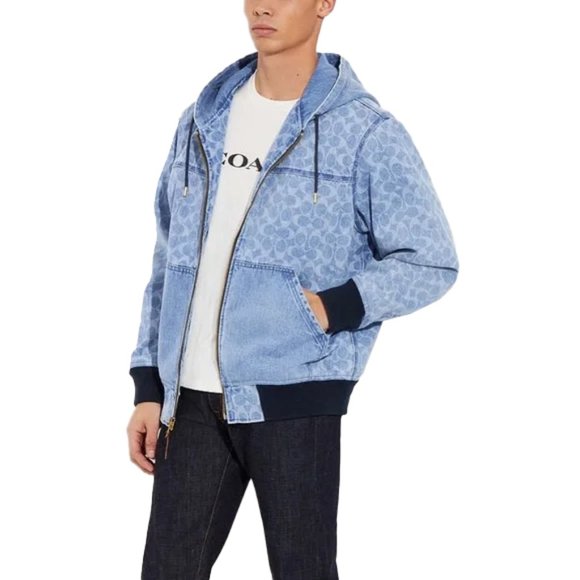 Coach Other - 🔥🆕 COACH Signature Denim Hooded Zip Up Jacket SIZE XL